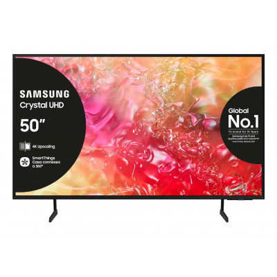 Samsung TV Crystal UHD 4K 50” UE50DU7170UXZT Smart TV Wi-Fi Black 2024, Processore Crystal 4K, 4K Upscaling, Slim Look Design,