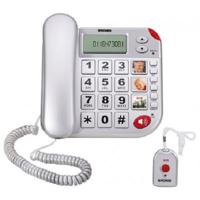 Telefono Fisso Super Bravo Plus Con Telecomando Per Chiamate Di Soccorso