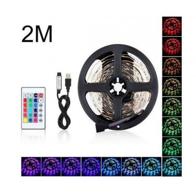 Striscia Led Strip Adesiva Luce Rgb Ingresso Usb 2M Flessibile Tagliabile (Ab-Z811)