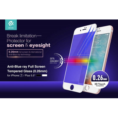 Anti-Blue Ray Full Screen Vetro Temperato per iPhone 7 Nera