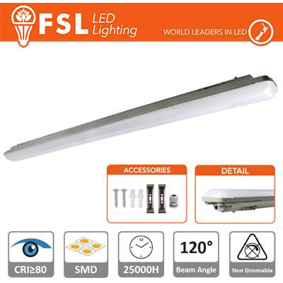 Plafoniera Stagna 36W - 4000K 3100LM 120º 1198x85x66mm IP65