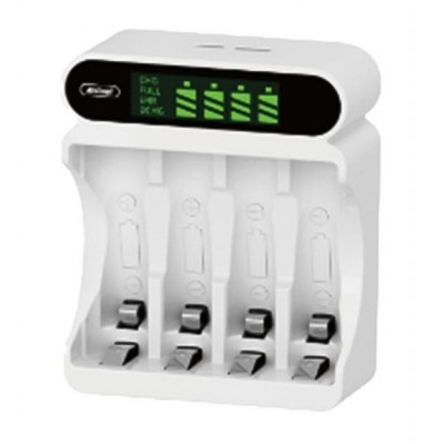 Caricabatterie Smart Lcd Charger Per 4 Pile Aa/Aaa - Micro Usb/Type-C (Q-Cd48)